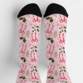 Chaussette Cute Pink Holly Christmas Socks (Haut)
