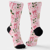 Chaussette Cute Pink Holly Christmas Socks (Angulaire)