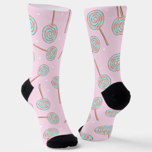 Chaussette Cute Pink Pastel Lollipop Seamless Pattern (Angulaire)