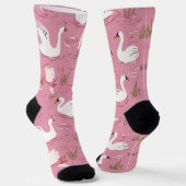 Chaussette Cute Pink Swan Seamless Pattern (Angulaire)