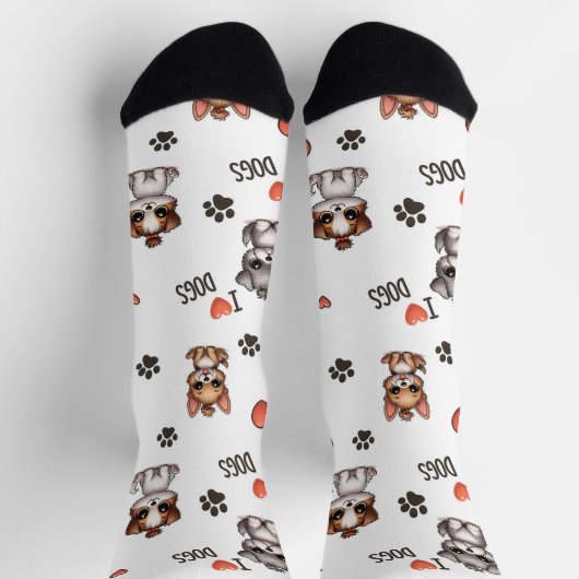 Chaussette Cute Puppy I Love Dogs Pattern Crew Socks (Haut)