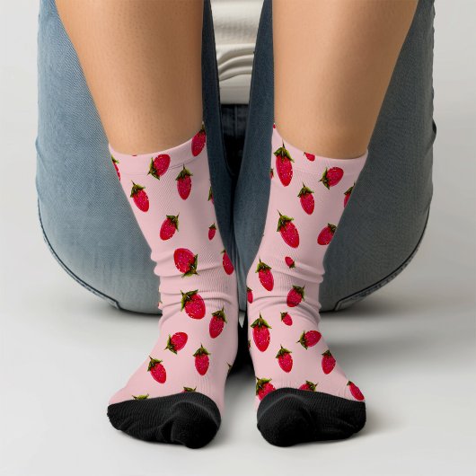 Chaussette Cute Rose Rouge Retro fraise Ajouter la nouveauté 