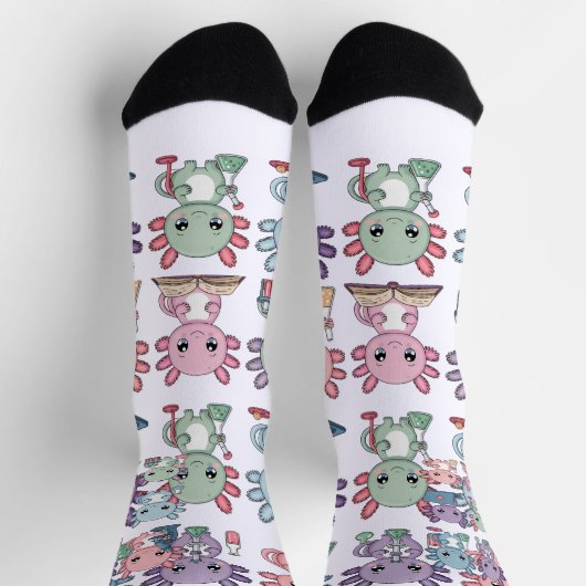 Chaussette Cute Science Axolotl Grid (Haut)