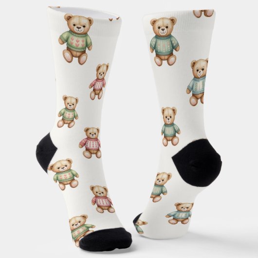 Chaussette Cute Socks with Christmas Teddy Bear in Sweaters (Angulaire)