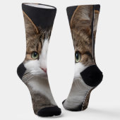 Chaussette Cute Tabby Chat Personnalisé Personnalisé Photo An (Angulaire)