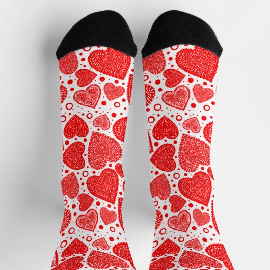 Chaussette Cute Valentine Red Lacy Coeurs (Haut)