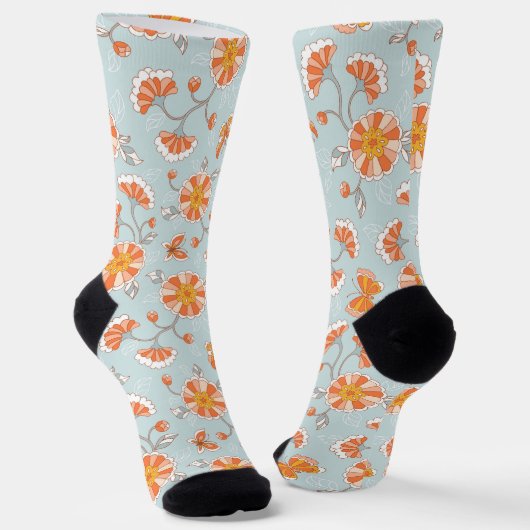 Chaussette Cute Vintage Flower Butterfly Pattern (Angulaire)