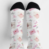 Chaussette Cute Watercolor Pink Love Letters Seamless Pattern (Haut)
