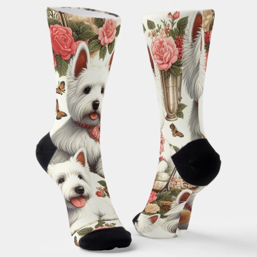 Chaussette Cute West Highland White Terrier sans fil (Angulaire)