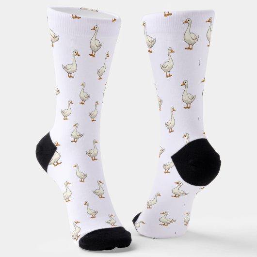 Chaussette Cute White Goose Pattern (Angulaire)