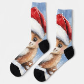 Chaussette Cute Winter Christmas Santa Bear Cub Watercolor  (Gauche)