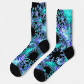 Chaussette Cyan Tentacle psychédélique Abstrait art fractal (Gauche)