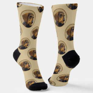 Chaussette Dachshund Peinture Fil cheveux noir & Tan Dog Art