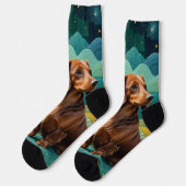 Chaussette dachshund sur la ferme (Gauche)