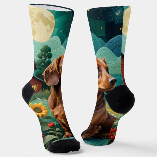 Chaussette dachshund sur la ferme (Angulaire)