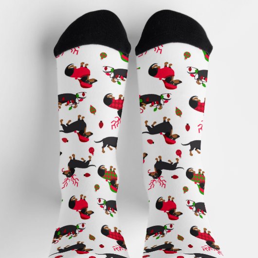 Chaussette Dachshunds de Noël (Haut)
