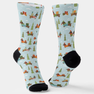Chaussette Dachshunds festifs dans le Motif de neige