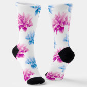 Chaussette Dahlia Rose, Dahla Bleue, Motif Floral, Fleurs (Angulaire)