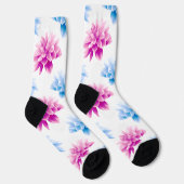 Chaussette Dahlia Rose, Dahla Bleue, Motif Floral, Fleurs (Droite)