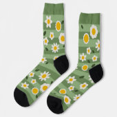 Chaussette DAISY GREEN - Durable Funny Chaussettes Florales (Gauche)