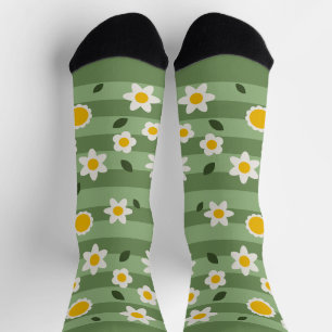 Chaussette DAISY GREEN - Durable Funny Chaussettes Florales