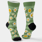 Chaussette DAISY GREEN - Durable Funny Chaussettes Florales (Angulaire)
