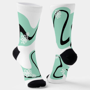 Chaussette Daisy Groove en vert, noir et blanc