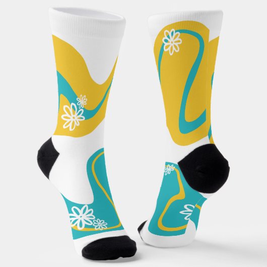 Chaussette Daisy Groove - Turquoise et jaune (Angulaire)