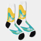 Chaussette Daisy Groove - Turquoise et jaune (Droite)