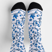 Chaussette Damas Bleus Sur Fond Blanc (Haut)