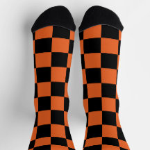 Damas en carrés Noir et Orange géométrique rétro