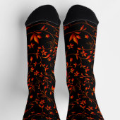Chaussette Damas rouge orange sur noir (Haut)