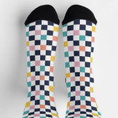 Chaussette Damier Corail Sarcelle Aquarelle (Haut)