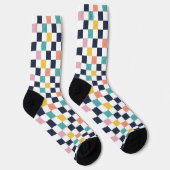 Chaussette Damier Corail Sarcelle Aquarelle (Droite)