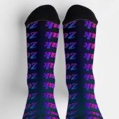 Chaussette Danse zouk violet foncé, rouge, lettres bleues (Haut)