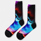 Chaussette Danseur avec des perruques bleu violet orange sur  (Gauche)