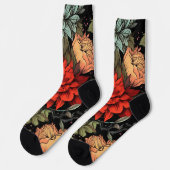 Chaussette Dark Academia Maximalist Red Dahlia Floral  (Gauche)