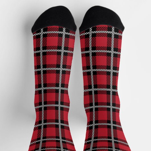 Chaussette Dark Red and Black Tartan Plaid Pattern (Haut)
