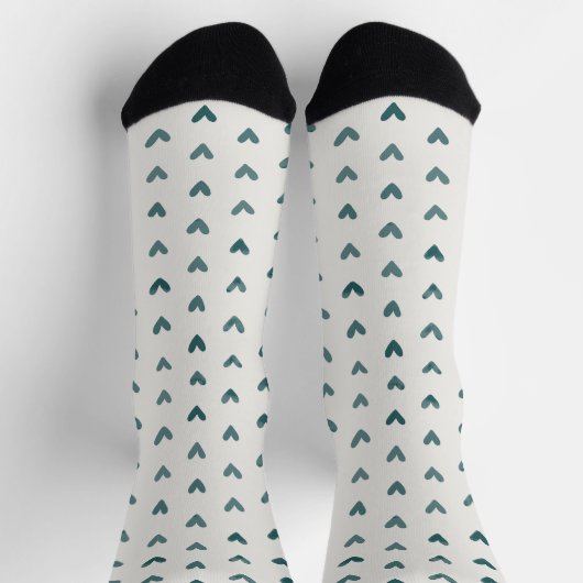 Chaussette Dark Teal Heart Pattern Socks (Haut)