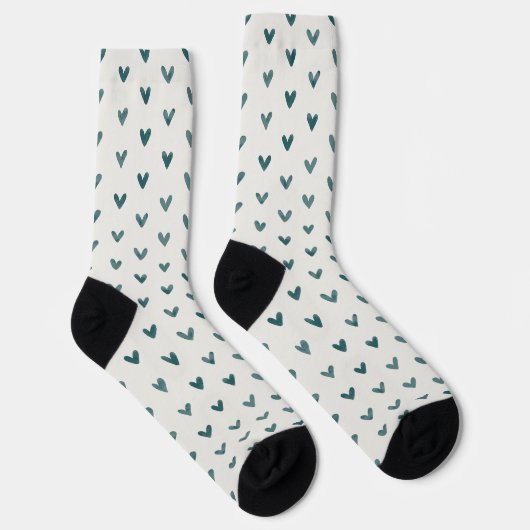 Chaussette Dark Teal Heart Pattern Socks (Droite)