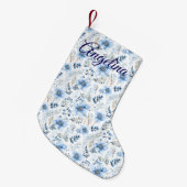 Chaussette de Noël à fleurs bleues (Devant (Accrochage))