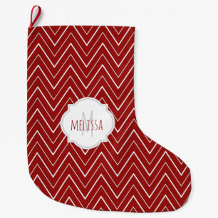 Chaussette de Noël à monogramme à motif chevron