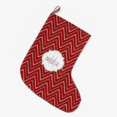 Chaussette de Noël à monogramme à motif chevron (Devant (Accrochage))
