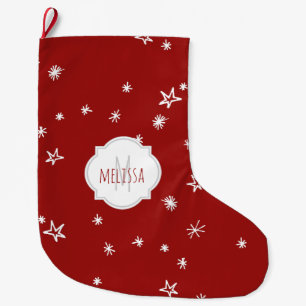 Chaussette de Noël à monogramme et étoiles scintil