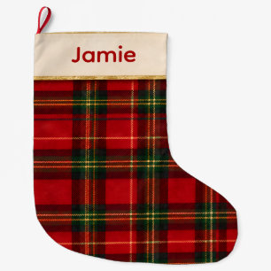 Chaussette de Noël à tartan rouge et vert