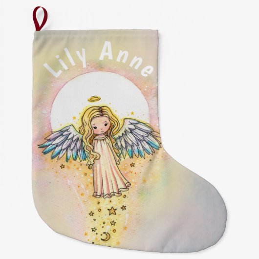 Chaussette de Noël ange mignon et lune (Devant)
