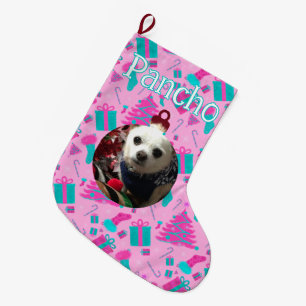 Chaussette de Noël arbre de Noël rose cannes à bon
