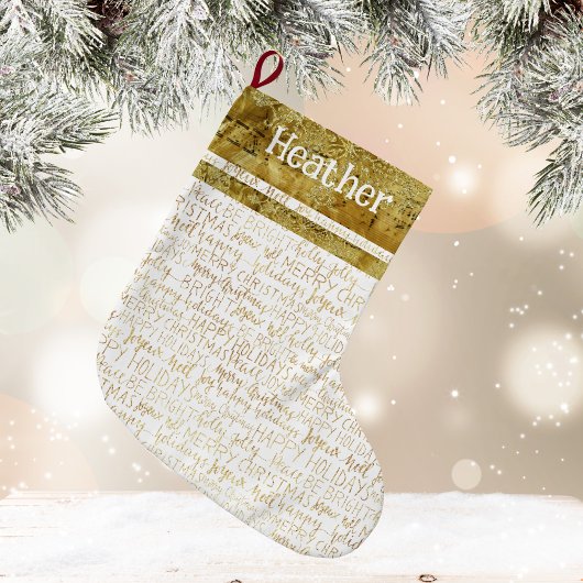 Chaussette de Noël au nom doré