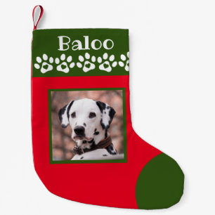 Chaussette de Noël avec photo de chien et haut ver