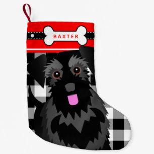 Chaussette De Noël Black Schnauzer Chien vieux mode Plaid Petite Chri